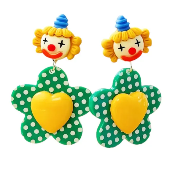 Earrings*Boogzel Clothing Clown & Flower Earrings Green