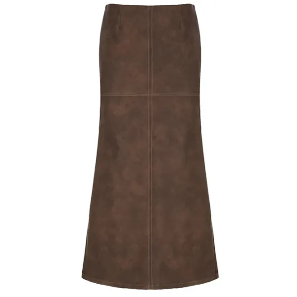 Skirts*Boogzel Clothing Coastal Cowgirl Leather Maxi Skirt Brown