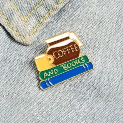 Other*Boogzel Clothing Coffee & Books Brooch Pin