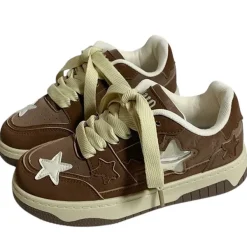 Aesthetic Sneakers*Boogzel Clothing Coffee Cream Star Sneakers Brown