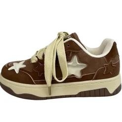 Aesthetic Sneakers*Boogzel Clothing Coffee Cream Star Sneakers Brown