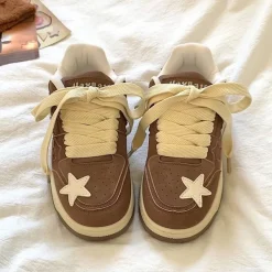 Aesthetic Sneakers*Boogzel Clothing Coffee Cream Star Sneakers Brown