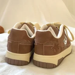 Aesthetic Sneakers*Boogzel Clothing Coffee Cream Star Sneakers Brown