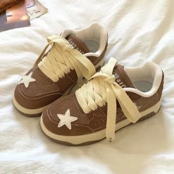 Aesthetic Sneakers*Boogzel Clothing Coffee Cream Star Sneakers Brown