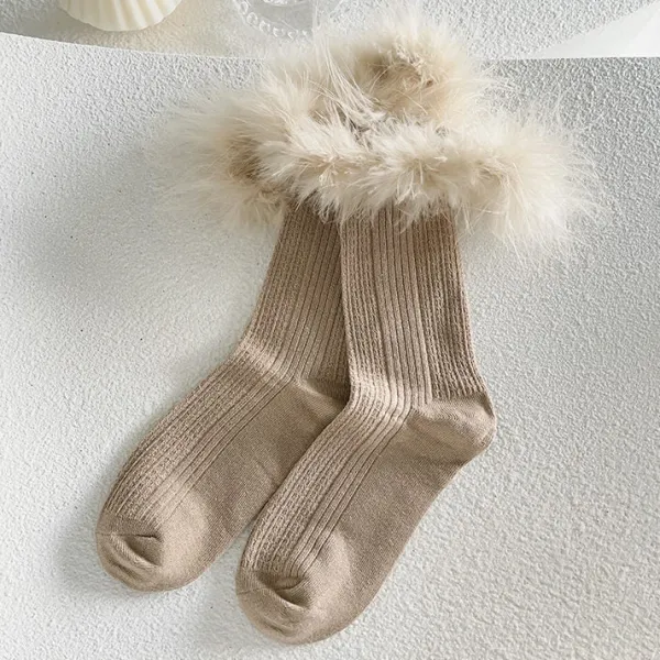 Socks*Boogzel Clothing Coffee Cream Fluffy Socks