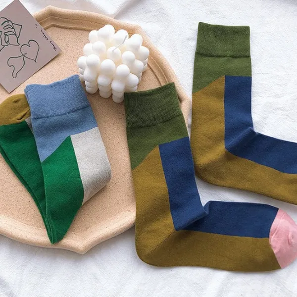 Socks*Boogzel Clothing Color Block Crew Socks