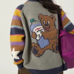 Sweaters*Boogzel Clothing Colorful Striped Indie Kid Zip Sweater Multi
