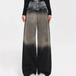 Jeans*Boogzel Clothing Control Freak Layered Baggy Jeans Black/blue