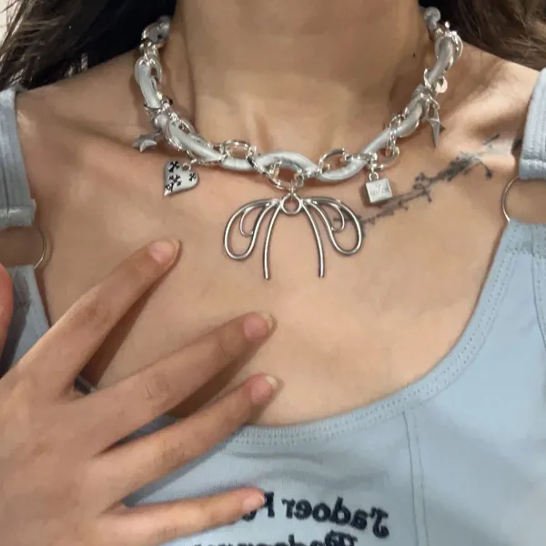 Necklaces & Chokers*Boogzel Clothing Coquette Aesthetic Choker Necklace Silver