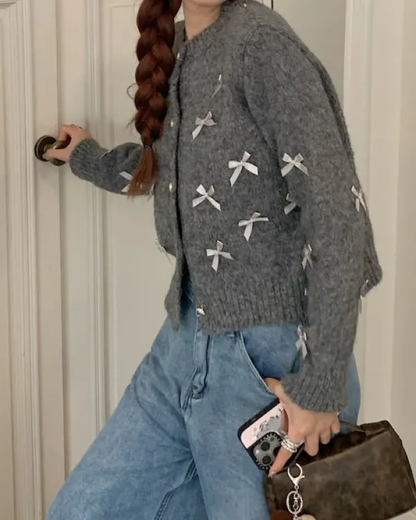 Knit Cardigans*Boogzel Clothing Coquette Aesthetic Cardigan Grey