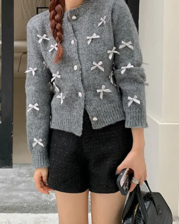 Knit Cardigans*Boogzel Clothing Coquette Aesthetic Cardigan Grey