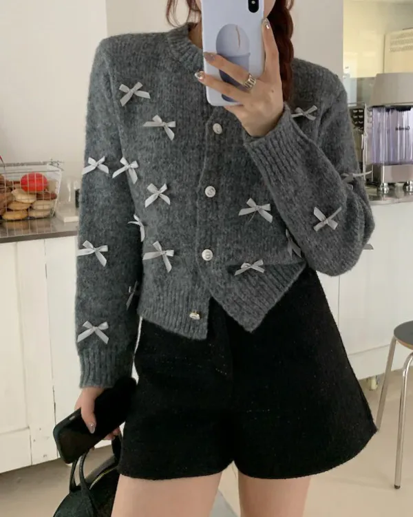 Knit Cardigans*Boogzel Clothing Coquette Aesthetic Cardigan Grey
