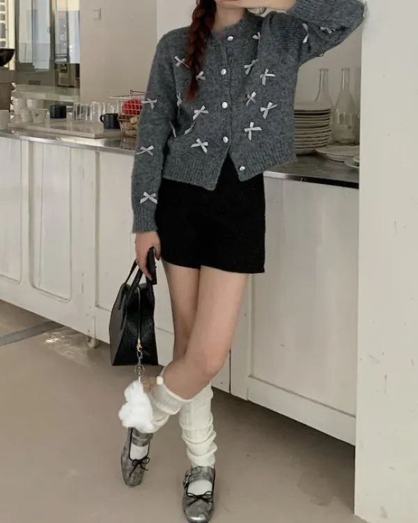 Knit Cardigans*Boogzel Clothing Coquette Aesthetic Cardigan Grey