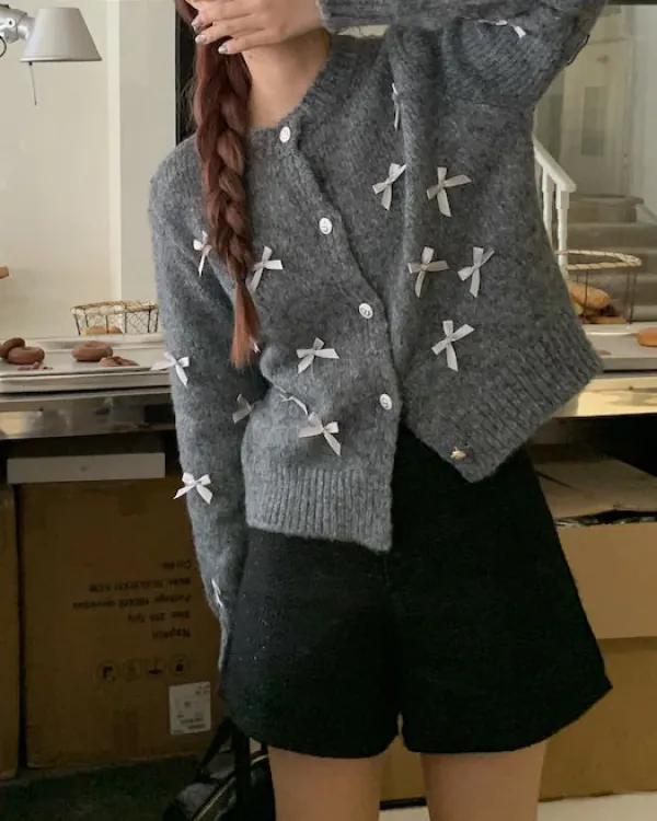 Knit Cardigans*Boogzel Clothing Coquette Aesthetic Cardigan Grey