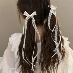 Hair Accessories*Boogzel Clothing Coquette Aesthetic Lace Hair Bow Clip White