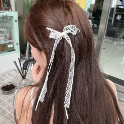 Hair Accessories*Boogzel Clothing Coquette Aesthetic Lace Hair Bow Clip White
