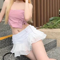 Skirts*Boogzel Clothing Coquette Aesthetic Ruffled Mini Skirt White