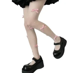 Other*Boogzel Clothing Coquette Aesthetic Velvet Bow Tights