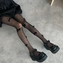Other*Boogzel Clothing Coquette Aesthetic Velvet Bow Tights