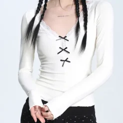 Long Sleeve Tops*Boogzel Clothing Coquette Aesthetic V-Neck Top