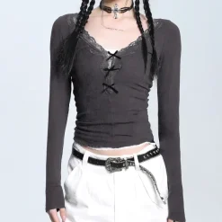Long Sleeve Tops*Boogzel Clothing Coquette Aesthetic V-Neck Top