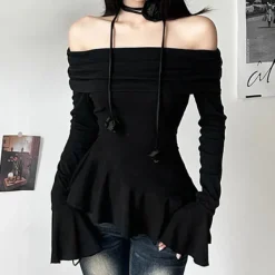 Necklaces & Chokers|Long Sleeve Tops*Boogzel Clothing Coquette Bardot Top with Rose Choker