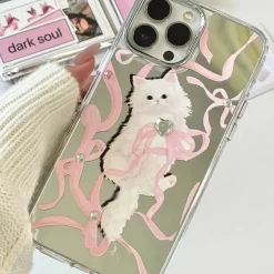 Iphone Cases*Boogzel Clothing Coquette Bow & Kitten iPhone Case Pink