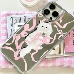 Iphone Cases*Boogzel Clothing Coquette Bow & Kitten iPhone Case Pink