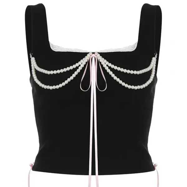 Corset Tops*Boogzel Clothing Coquette Bow Pearl Bustier Top