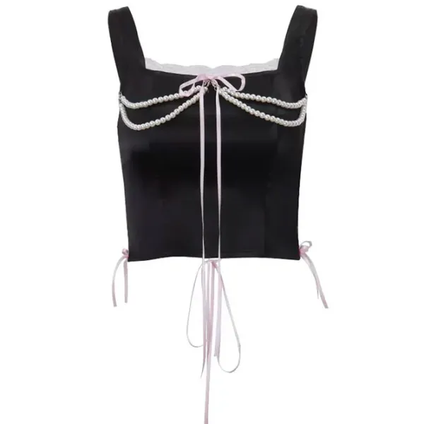 Corset Tops*Boogzel Clothing Coquette Bow Pearl Bustier Top