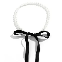 Necklaces & Chokers*Boogzel Clothing Coquette Bow Pearl Necklace White/black