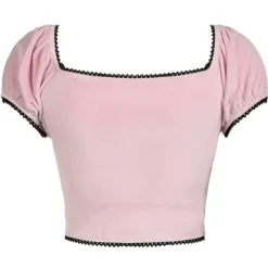 Crop Tops*Boogzel Clothing Coquette Bow Velvet Crop Top Pink