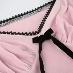 Crop Tops*Boogzel Clothing Coquette Bow Velvet Crop Top Pink