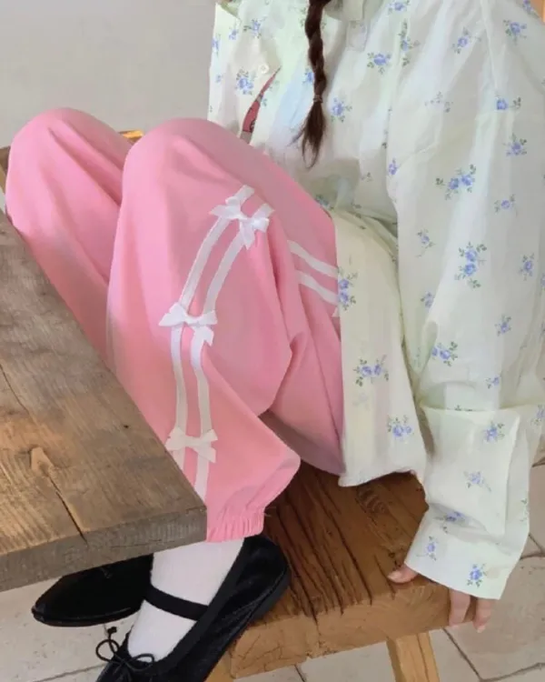Pants & Trousers*Boogzel Clothing Coquette Bows Side Stripe Pants