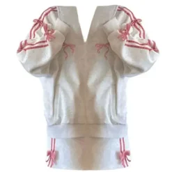 Coats & Jackets|Skirts*Boogzel Clothing Coquette Bows Side-Stripe Track Suit Lightgrey