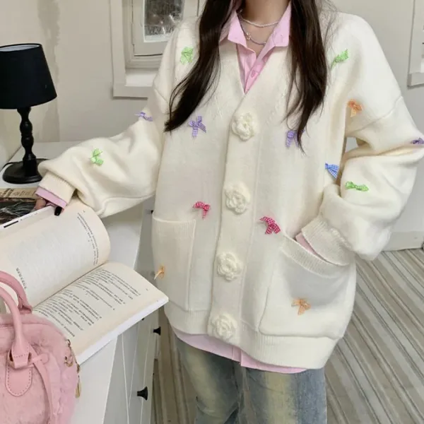 Knit Cardigans*Boogzel Clothing Coquette Girl Bow Cardigan
