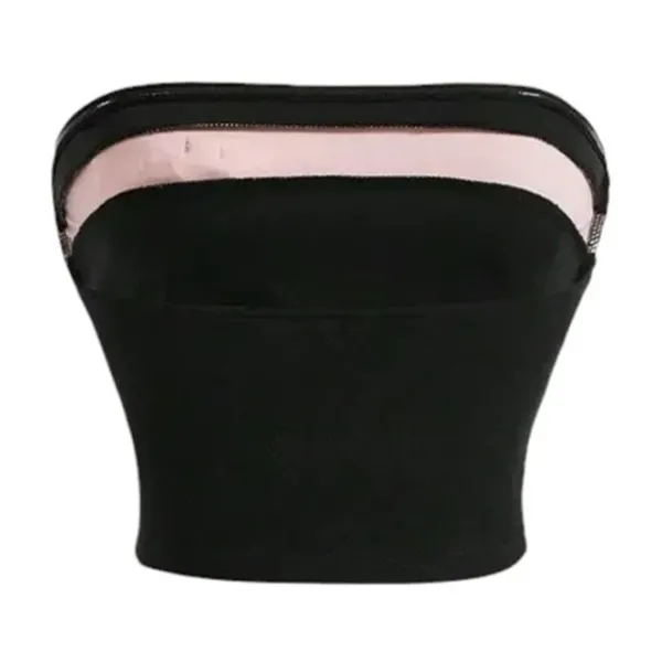 Crop Tops*Boogzel Clothing Coquette Girl Bow Tube Top Black/pink