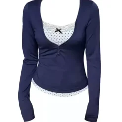 Long Sleeve Tops*Boogzel Clothing Coquette Girl Layered Long Sleeve Top Blue