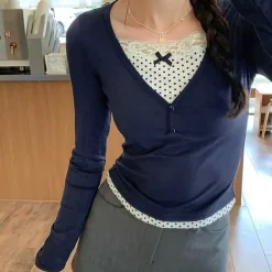 Long Sleeve Tops*Boogzel Clothing Coquette Girl Layered Long Sleeve Top Blue