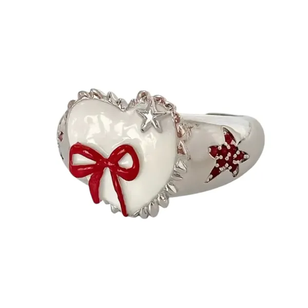 Rings*Boogzel Clothing Coquette Heart-Shaped Ring Silver