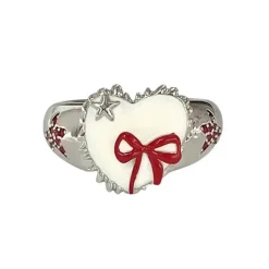 Rings*Boogzel Clothing Coquette Heart-Shaped Ring Silver