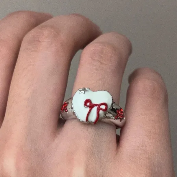 Rings*Boogzel Clothing Coquette Heart-Shaped Ring Silver