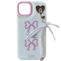Iphone Cases*Boogzel Clothing Coquette iPhone Case with Pearl Bow Charm Blue/pink