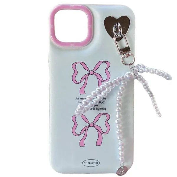 Iphone Cases*Boogzel Clothing Coquette iPhone Case with Pearl Bow Charm Blue/pink