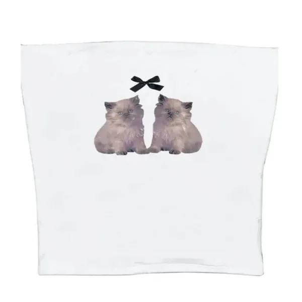 Y2K Tops|Crop Tops*Boogzel Clothing Coquette Kitten Y2K Tube Top