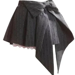 Skirts*Boogzel Clothing Coquette Lace Bow Pleated Skirt Grey