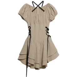 Dresses & Rompers*Boogzel Clothing Coquette Mini Dress in Beige