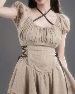 Dresses & Rompers*Boogzel Clothing Coquette Mini Dress in Beige