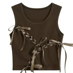 Crop Tops*Boogzel Clothing Coquette Style Lace Top Brown