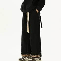 Pants & Trousers*Boogzel Clothing Cord Wide-Leg Pants with Plaid Cuffs